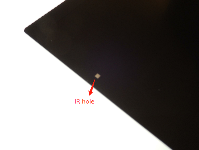 Touch screens with IR holes